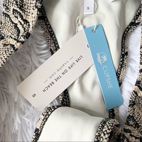 Cupshe NWT Bikini Swimsuit Low Waist V Neck Textured Snakeskin Two Piece - Picture 7 of 15